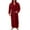 Red, variant on Men Soft Coral Fleece Solid Color Pockets Long Bath Robe Home Gown Sleepwear