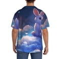thumbnail image 3 of Pofeuu Cloud Cute Rabbit Print Mens Casual Short Sleeve Shirts Beach Summer Spread Collar Pocket Tops Men's Casual Short-sleeved Shirt-Medium, 3 of 5