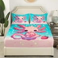 thumbnail image 3 of Erosebridal Axolotl Bed Sheets Set Twin Size for Teens, Stars Bed Sheets Twin, Mystic Starry Sky Twin Sheet Sets, Super Cozy Room Decoration, 3-Piece, 3 of 7