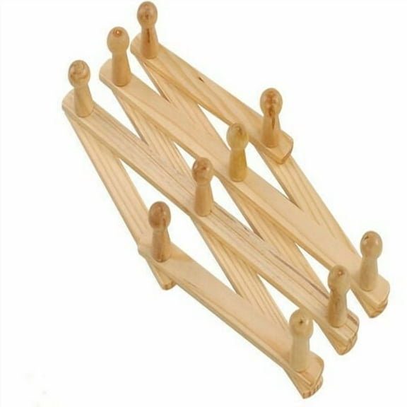 Wooden Expandable Coat Rack, Accordion Wall Mount Wood Hook for Hanging Hats, Caps, Mugs, Coats, Bags, Coffee Cups, Great for Entryway Hallway Dining Room