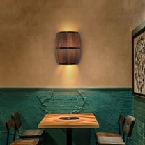 Antique Wood Wine Barrel Wall Light, Farmhouse Up and Down Indoor LED Wall Sconce for Bar Dining Room Decor
