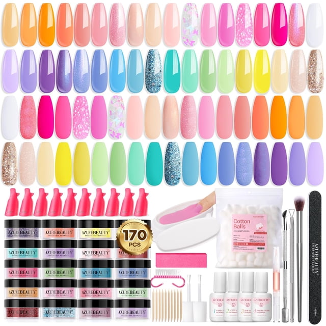 Kit de uñas en polvo AZUREBEAUTY, 170 unidades, con 36 colores y herramientas