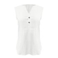 thumbnail image 3 of Women's 2025 Spring and Summer New Solid Color V Neck Button Sleeveless Chiffon Vest Top Women's Vest Suspenders, 3 of 6