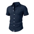 thumbnail image 5 of VgaVtl Short Sleeve Turn Down Collar Shirt Men Knit Button up Summer Plain Shirts for Men Holiday Casual, 5 of 6