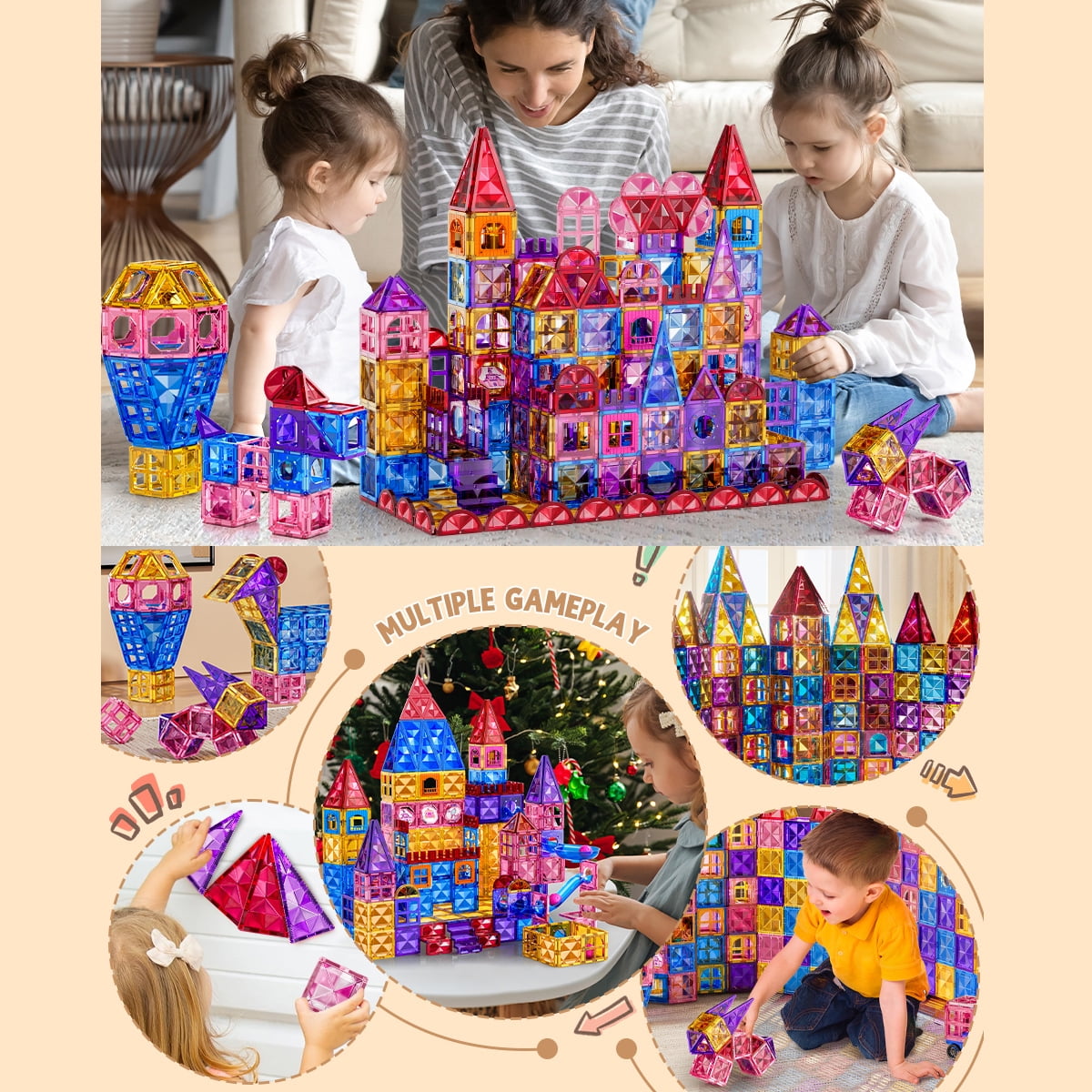 Garbo Star 97 Pcs Magnetic Building Set for Kids Ages 3-8, Magnetic Toys for Ages 4-8, Kids Building Toys Gifts for 3-8 Years Old Girls