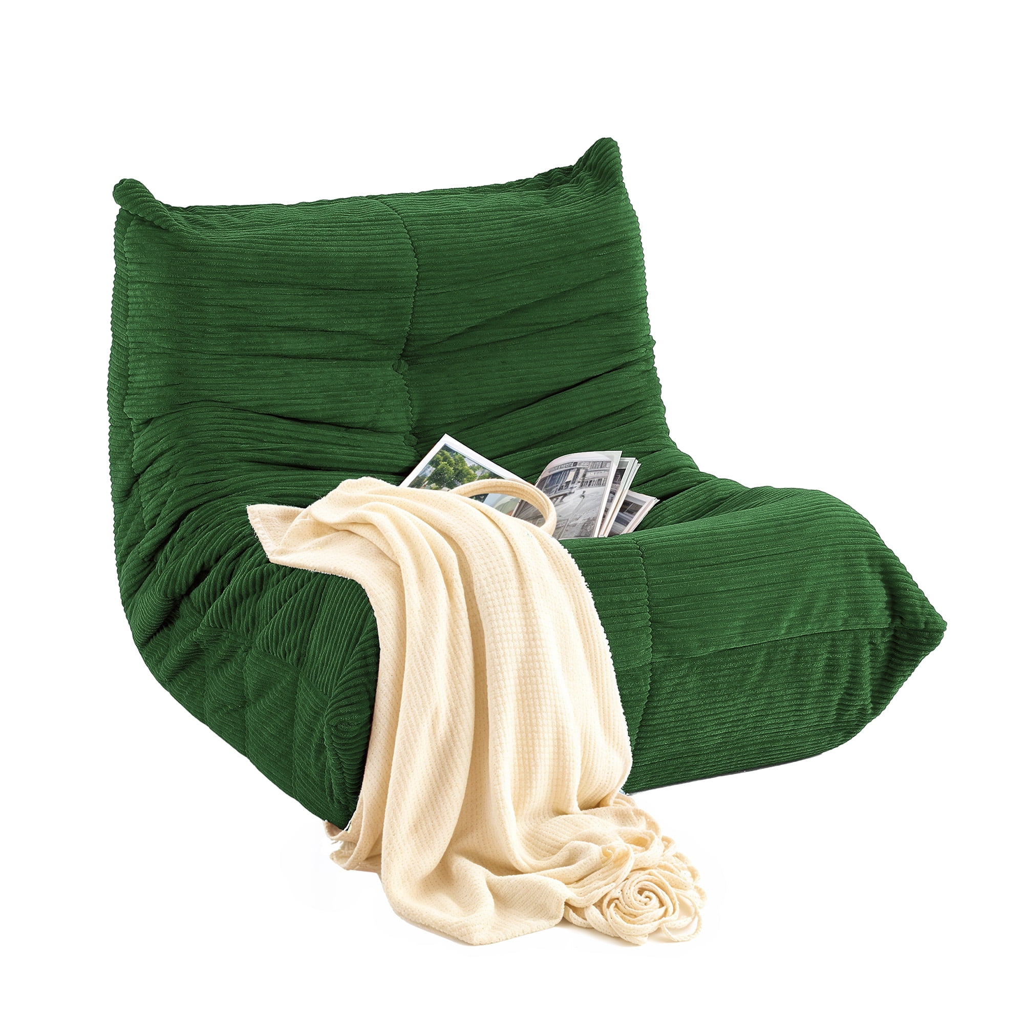 Uforic Bean Bag Chair with High Back, Giant Lazy Floor Sofa for Adult, Single Comfy Togo Sofa with Memory Foam, Green