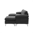 thumbnail image 5 of Convertible Sectional Sofa with Movable Ottaman, Modern Upholstered Accent Sofa with Arm-Pillows and Padded Back U-Shape Sectional Couch for Living Room Bedroom Apartment, Dark Grey, 5 of 6