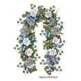 thumbnail image 2 of Artificial Peony Flower Vine with Butterflies Garland - High Quality of 70 Inch Round & Heart Leaf Garland, Blue and Pink Silk Floral Vines for Home Decor, Wedding Arch, Mantel Arrangement, 2 of 6