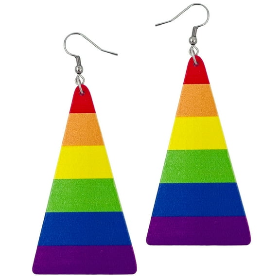 Rainbow Earrings for Women - Pride Earrings - Rainbow Accessories - Pride Jewelry - Coming Out Costume - Double Sided Earrings (Pride - Trigon)