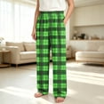 thumbnail image 5 of YUANxueke Plaid Pants for Girls Boys Elastic Waist Straight Leg Comfy Pants with Pockets,Green,13-14 Years, 5 of 6