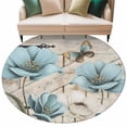 thumbnail image 6 of Teal Blue Tulips Round Rug 7ft Washable Circle Rugs Non Slip Spring Floral Barn Doors Vintage Wood Beige Large Area Rug Indoor Floor Carpet for Bedroom Kitchen Living Room Home Office Dining Room, 6 of 8