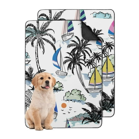 Reusable Puppy Pads Hawaiian Theme Machine Washable Non-Skid Potty Mat with Stay-in-Place Backing for Indoor Use (Hawaiian plant patterns 24 x35 )