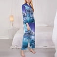 thumbnail image 2 of KLL Night At Lake Aurora 1 Print Women's Long Sleeve Pajamas with Pants Sleepwear Loungewear 2 Set-Medium, 2 of 8