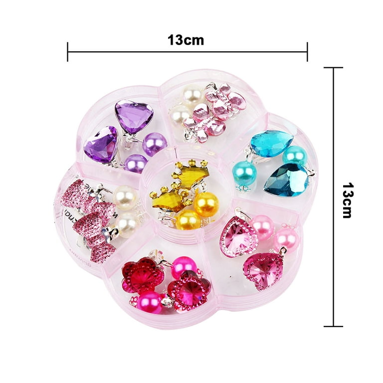 SJENERT 7 Pairs Clip-on Earrings No Pierced Design Earrings Dress up  Princess Jewelry Accessories for Girls Kids (Multicolor) 