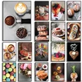 thumbnail image 2 of Pintura en lienzo de postre, café, pastel, croissant, donut, macarrones, cocina nórdica, tienda de postres, decoración de restaurante, 2 of 5