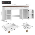thumbnail image 3 of Homfa 59.1" White Computer Desk with Outlet, Thinken Study Writing Desk with 3-Drawer and Door Shelf for Home Office Living Room, 3 of 7