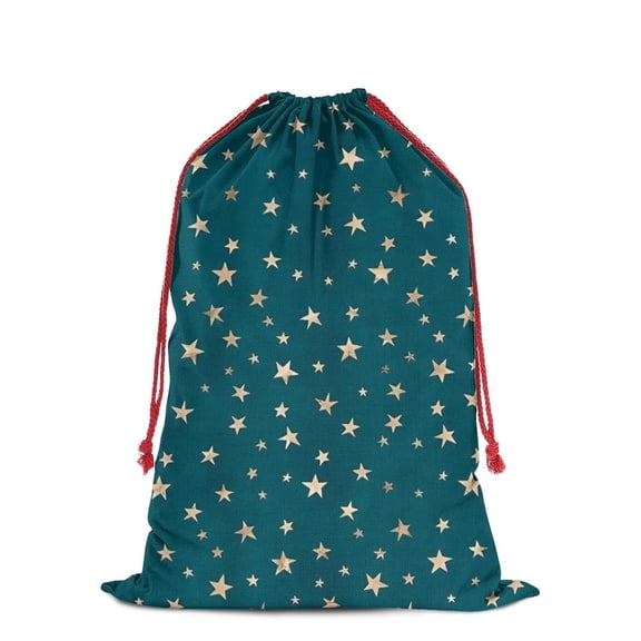 Christmas Bags Drawstring,Teal Christmas Star Pattern Large Xmas Christmas Gift Bags,Reusable for Xmas and New Year Party Favors and Supplies,27.6" X 19.7"