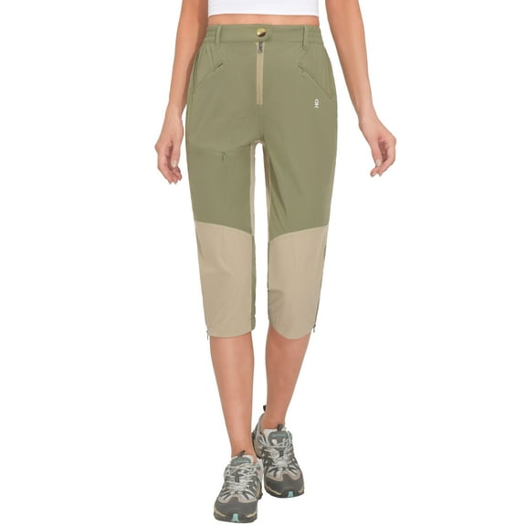 Little Donkey Andy Women's Quick Dry Capri 3/4 Hiking Lightweight Stretch Water-resistant Pants Golf Casual Greenbrier XL