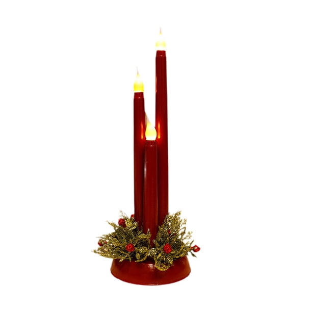 Velas navideñas sin llama para decoración del hogar, candelabros LED, velas LED Rojo