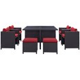 thumbnail image 3 of Modway Inverse 9 Piece Outdoor Patio Dining Set in Espresso Red, 3 of 4