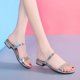 thumbnail image 3 of Large Sandals Women's Middle Heel Rhinestone Casual Slippers Silver Color, 3 of 5