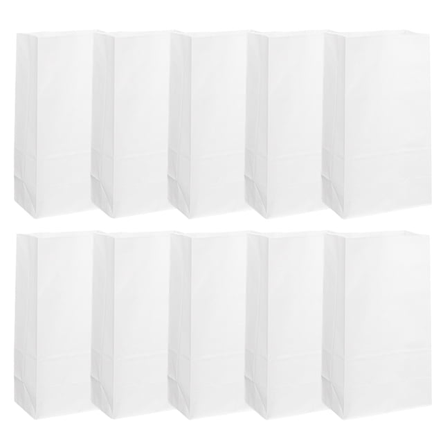 50 Pcs 60G Breakfast Paper Bags Square Bottom Paper Bags Candy Food Paper Bags Baking Bread Party Paper Bags - Size 4