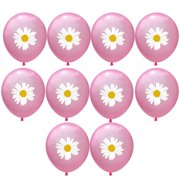 Teblacker 10Pcs 12 Inch Daisy Print Balloons Sequins Balloons Pool Party Wedding Birthday Decoration Balloons Party Supplies(Pink1)