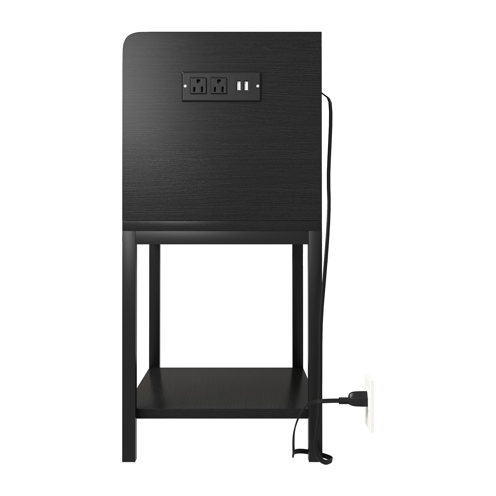 Kadyn Modern Nightstand, Night Stand with Charging Station & USB Ports, Bedside Table with Drawers and Charging Cable for Living Room, Black