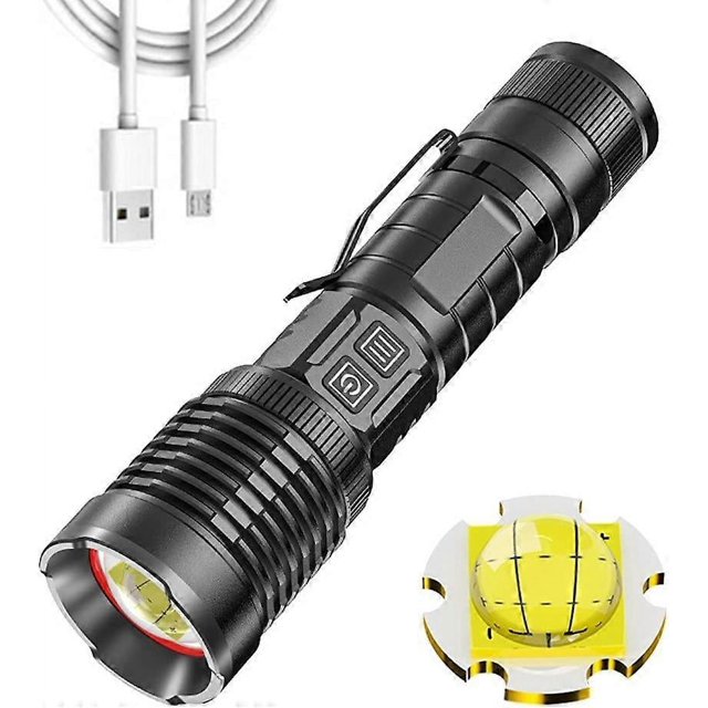 Super Bright 16000 Lumen Rechargeable LED Torch, High Power XHP99 Tactical Flashlight Zoomable 5 Mdoes Camping Torches