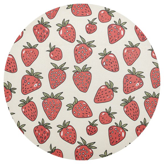 Strawberry Round Placemats Set of 6 Woven Non-Slip Washable Heat Resistant Table Mats 15.4 Inch for Kitchen Dining Decor