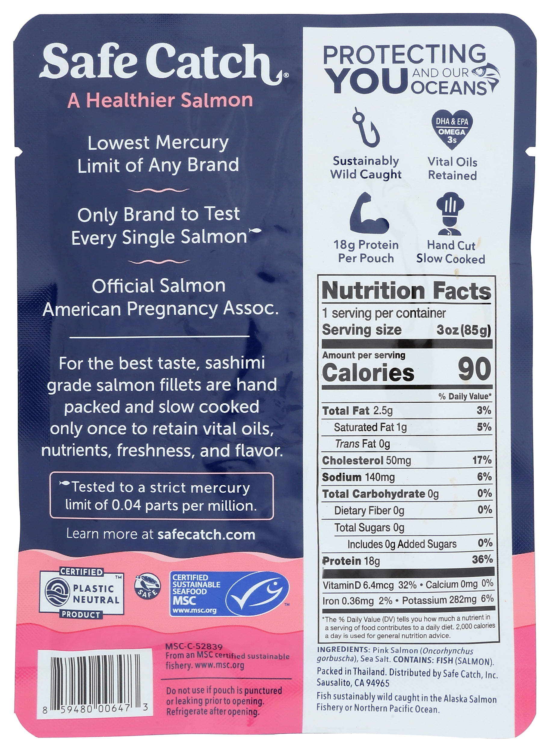 (Pack of 12), Safe Catch Wild Pacific Pink Salmon - Single Serve Pouch, 3 oz