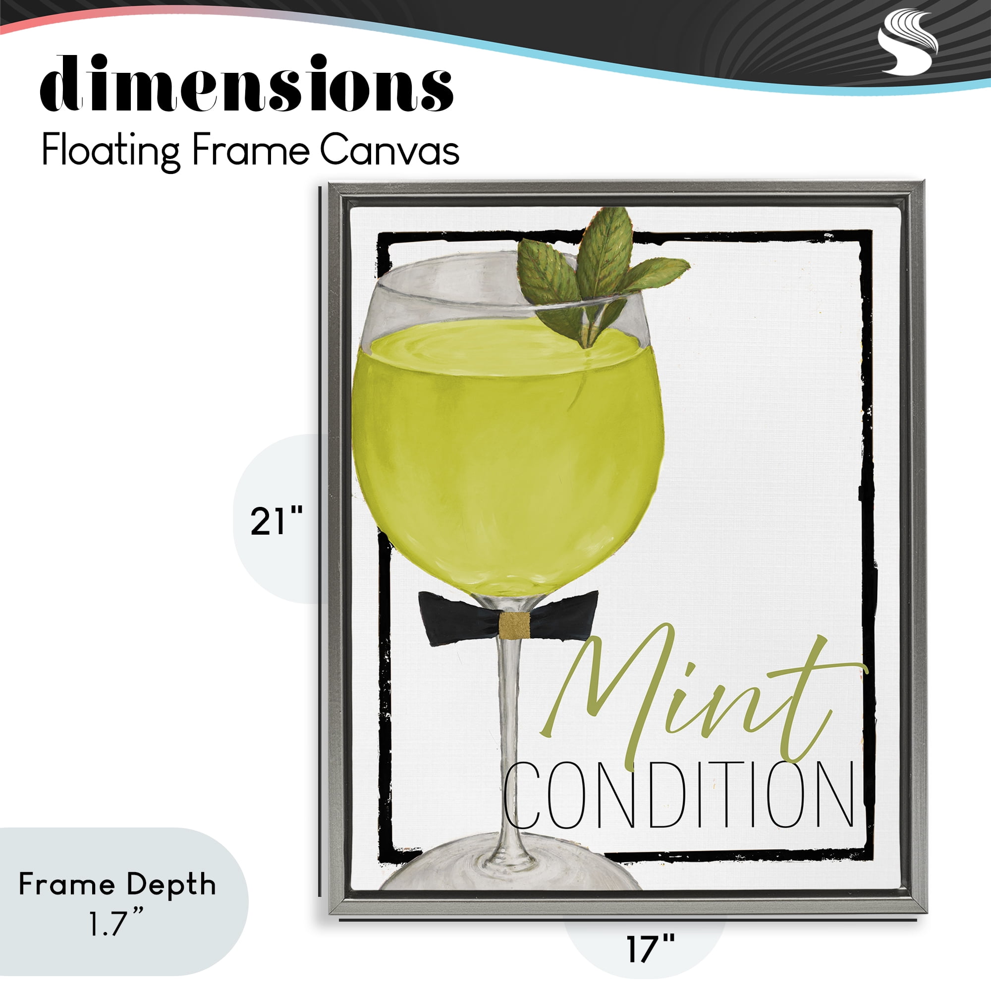 Stupell Industries Mint Condition Cocktail Gray Framed Floater Canvas Wall Art, design by Lorenzo Collective