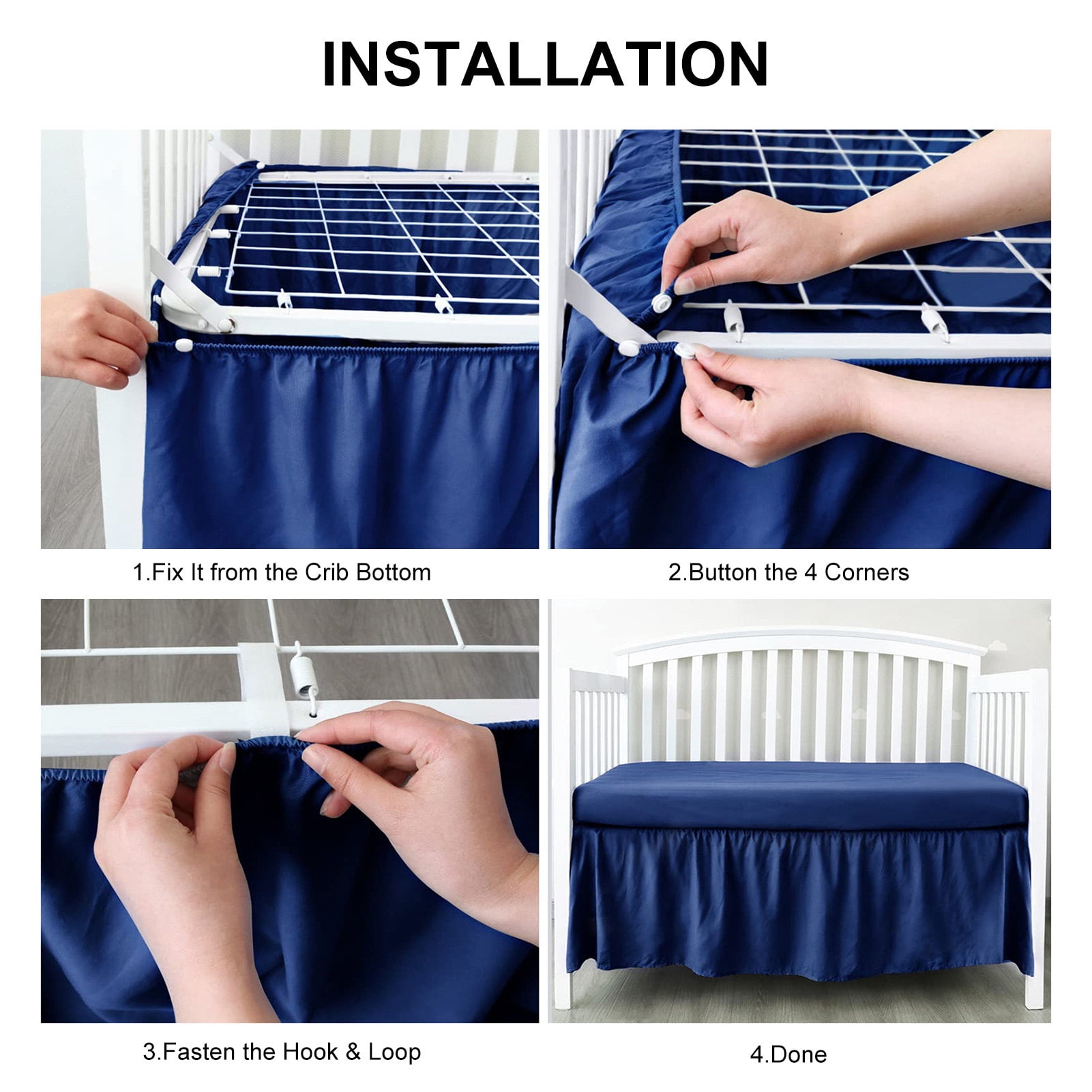Homerr Crib Cover Elastic Band Crib Skirt Baby Crib Bed Skirt Easy Installation Soft Elastic Toddler Crib Skirt for Bedroom