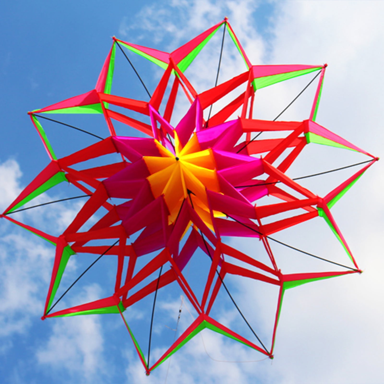High Flying 3D Lotuses Kites Checkered Polyester Light in Weight Design For Boys Family Outdoor Fun