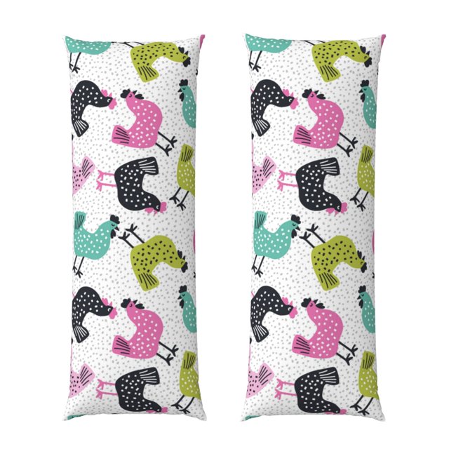 Balery Funny Chicken Funda Protectora para Almohada Corporal de Algodón Hipoalergénico con Cierre(55 x 21 pulgadas), Almohadas No Incluidas