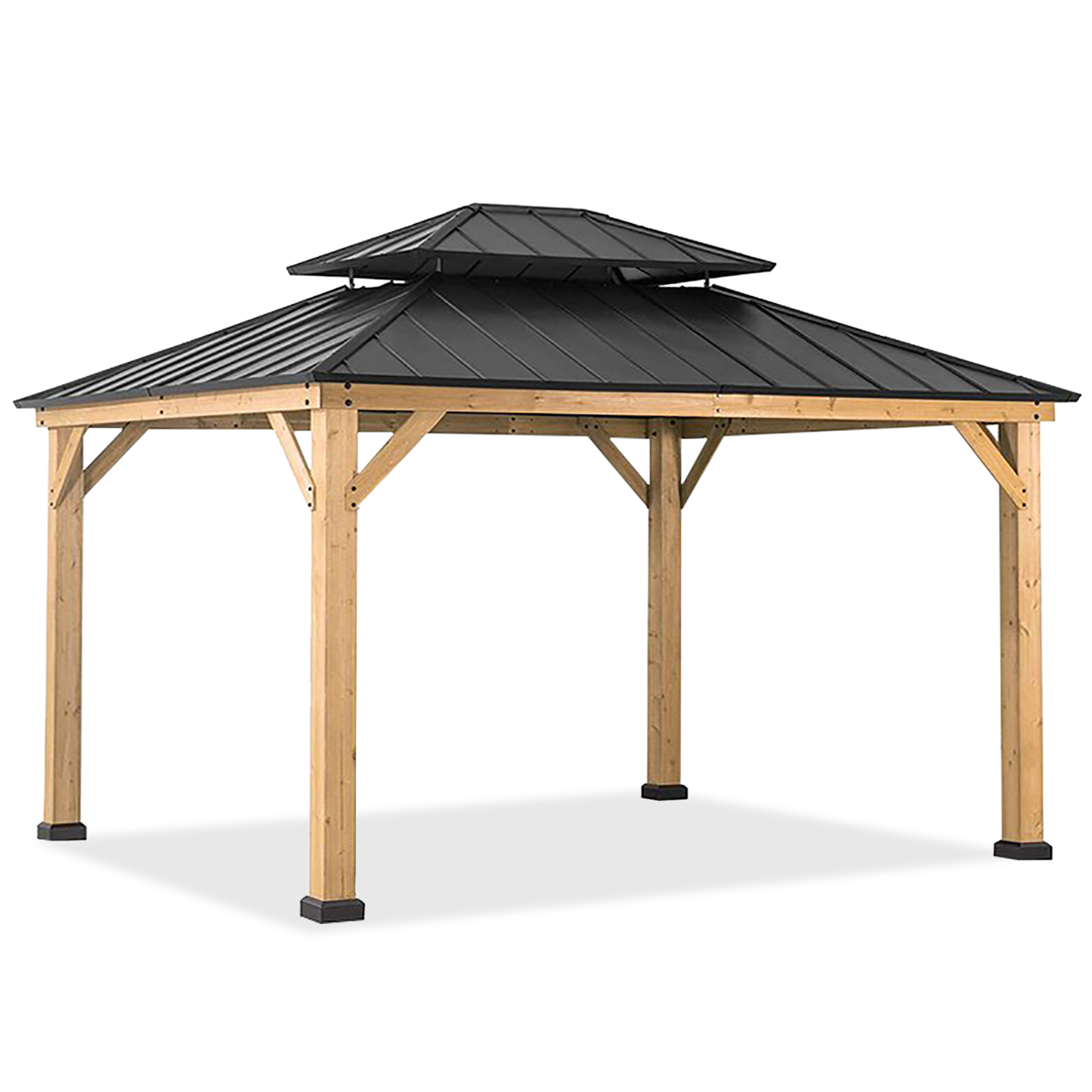 CoastShade 13x15 ft. Wood Gazebo with Cedar Frame and 2Tier Steel