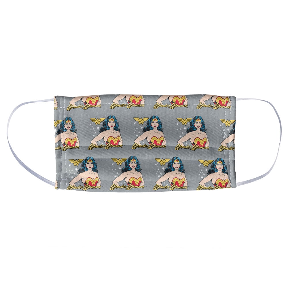 Wonder Woman Vintage Icon Pattern 1-Ply Reusable Face Mask Covering, Unisex