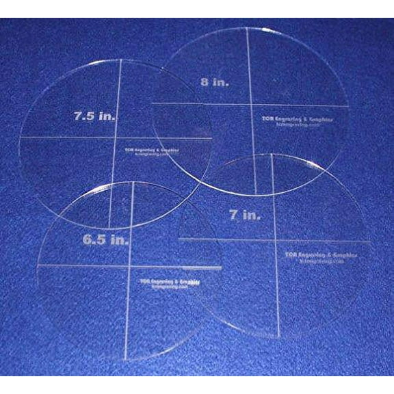 4 Piece Circle Set 6.5", 7", 7.5", 8" 1/8" Acrylic - Quilting Templates