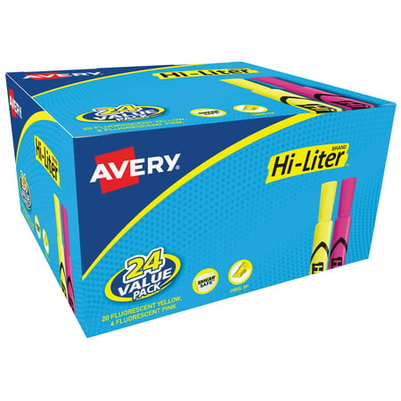 Avery Hi-Liter Desk Style Highlighters, Yellow/Pink, Smear Safe Nontoxic, Pack of (Best Highlighters For Notes)