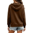 thumbnail image 7 of CQONEPT Women's Quarter Zip Hooded Sweatshirt with Split Hem Loose Fitting Pullover Top Drawstring Long Sleeved Jacket Outfit Brown L, 7 of 7