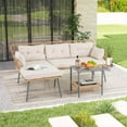 thumbnail image 1 of Costway Ensemble de Meubles de Patio d'Angle 3 Pcs avec Coussins et Petite Table Basse pour Extérieur, 1 of 9