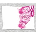 thumbnail image 1 of Pink Zebra Tapestry, Head of Zebra Vibrant Portrait Watercolor Murky Aquarelle Watercolor Print, Wall Hanging for Bedroom Living Room Dorm Decor, 80W X 60L Inches, Magenta White, by Ambesonne, 1 of 2