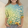 thumbnail image 5 of Grblisyd Girls 3/4 Sleeve T Shirts Kids Cute Floral Print Tops Casual Loose Crewneck Graphic Tees 2-13Y, 5 of 5