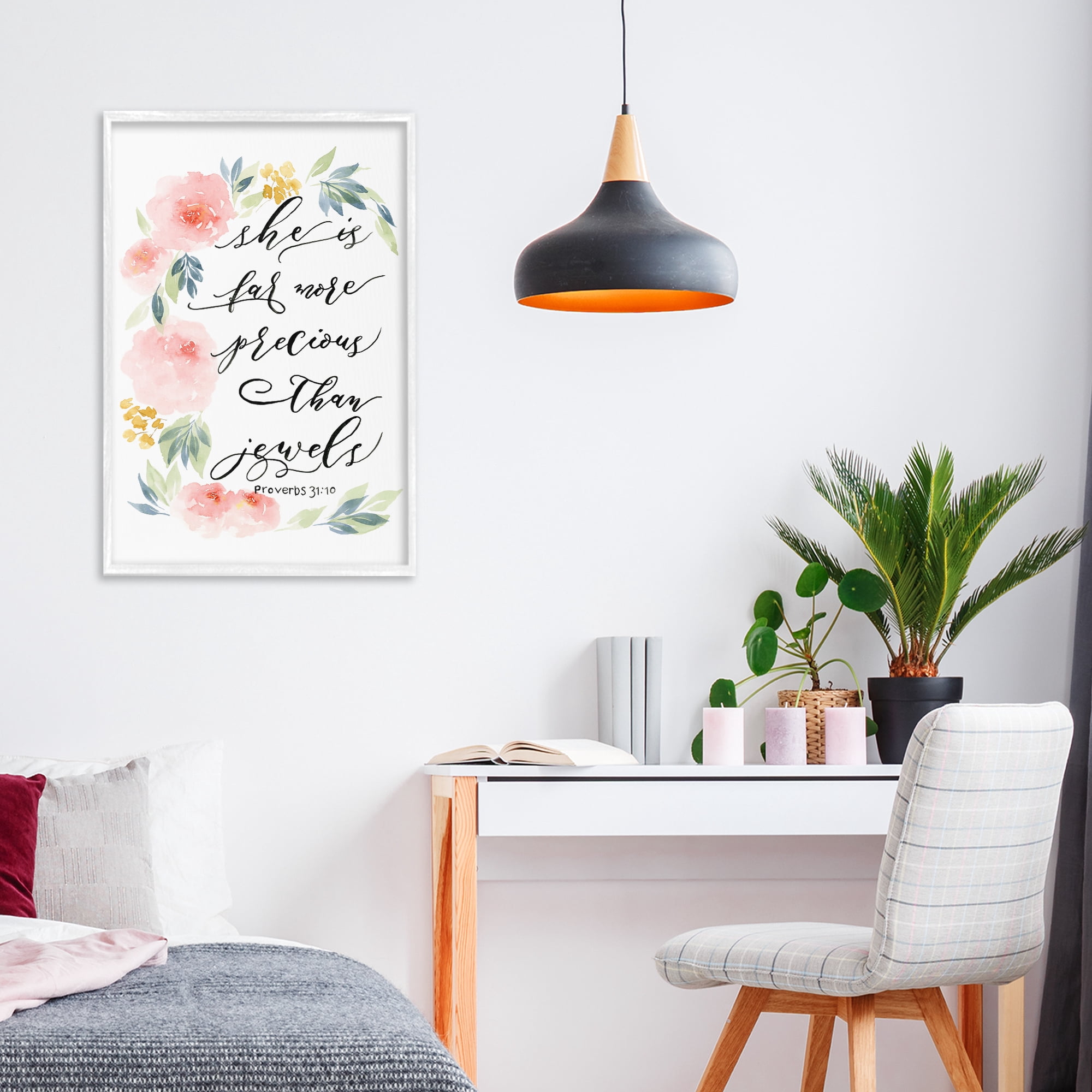 Stupell Industries Far More Precious Than Jewels White Framed Giclee Art, design by Lucille Price