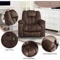 thumbnail image 4 of Bestier Oversized Power Lift Recliner Chair with Massage & Heating for Adults, Overstuffed Wide Recliners Sofa with Side Pocket and Hidden Cup Holders, Brown, 4 of 11