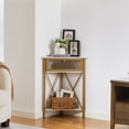 thumbnail image 6 of VECELO Set of 2 Corner Storage Cabinet with Flip Drawer and Shelf, Triangle Freestanding Floor Cabinet for Kitchen, Living Room and Hall, White + Gold Frame, 6 of 9