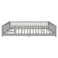 thumbnail image 3 of Miniyam Wood Queen Size Floor Bed with Safety Guardrails for Toddler, Gray, 3 of 7