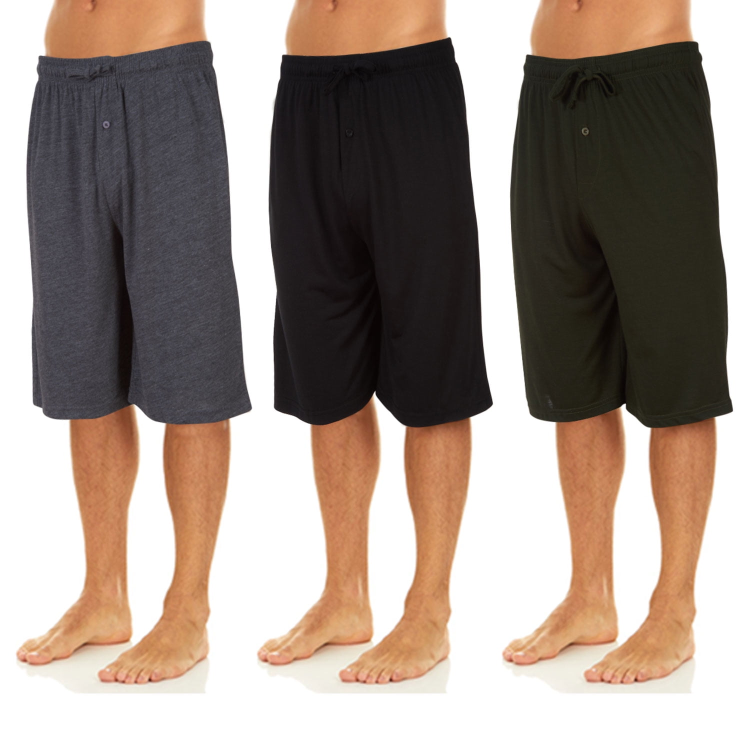 Daresay Mens Sleep Shorts, Mens Knit Short with Pockets and Adjustable