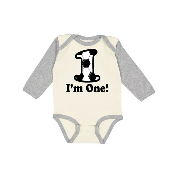 Inktastic First Birthday Soccer 1 Year Old Boy Boys or Girls Long Sleeve Baby Bodysuit