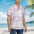 thumbnail image 3 of Disketp Hawaiian Shirts For Men,Floral Purple Buffalo Plaid Print Mens Casual Short Sleeve Button Down Shirts Beach Shirt, 3 of 7